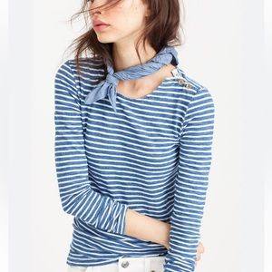 COPY - J. Crew Women's L/S Blue White Painter's Tee M EUC